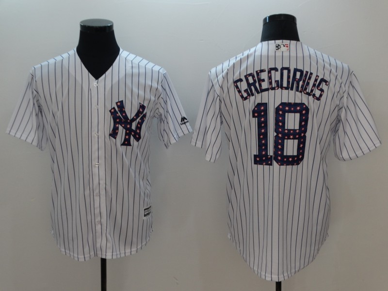 Men New York Yankees #18 Gregorius White Independent version Game MLB Jerseys->new york yankees->MLB Jersey